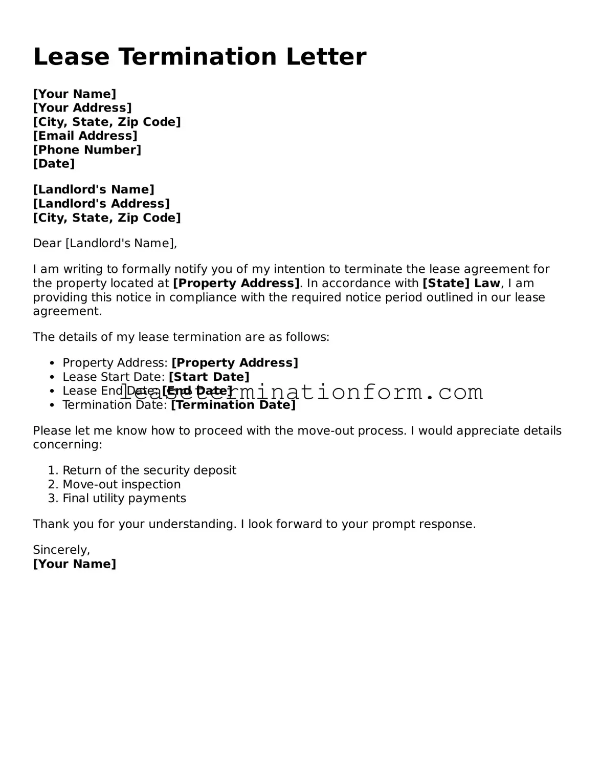 Free Lease Termination Letter Template